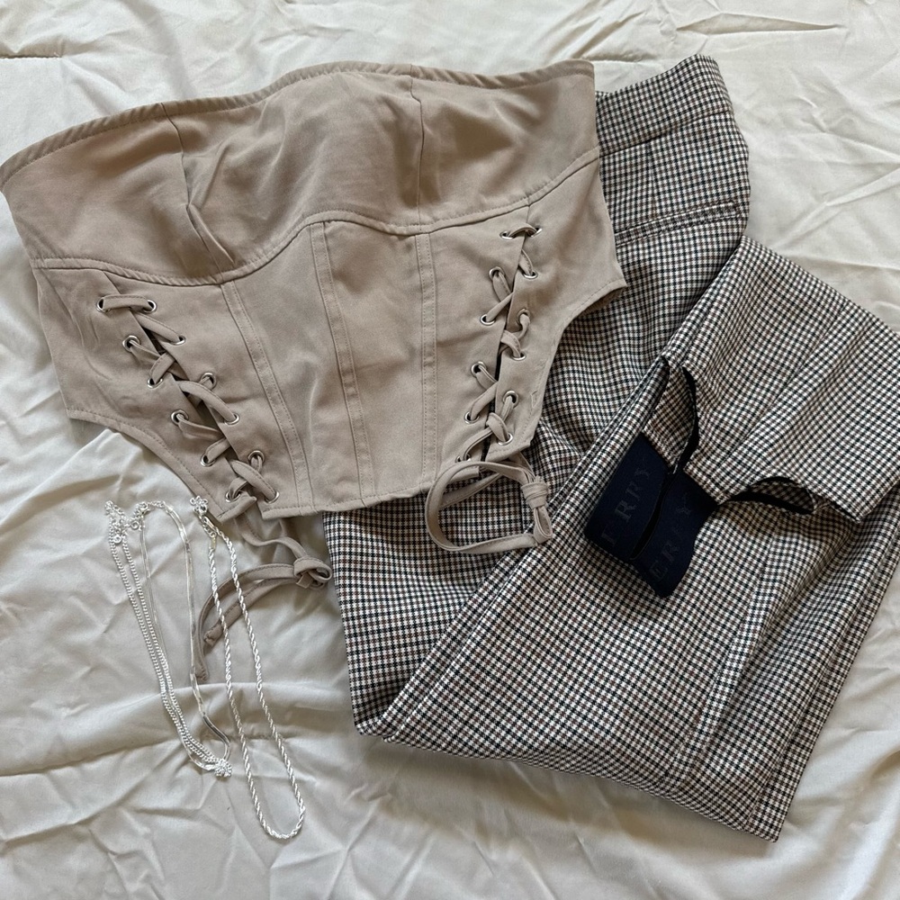 Burberry Tan and Black Tailored Trousers